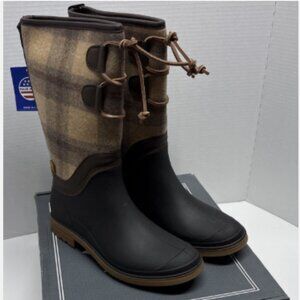 Kamik Rain Boots Womens Size 8 Khaki Plaid Waterproof Winter Outdoors